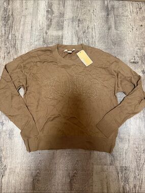 Michael Kors Brown Crewneck Sweater with Studded Logo